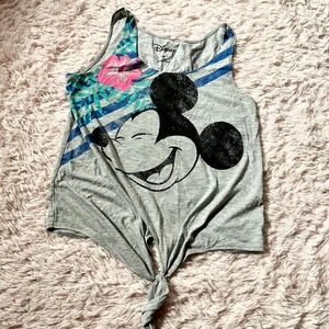 Disney Mickey Mouse Vacation Kidcore Cartoon Beachy Easy Soft Resort Tie Up Tank